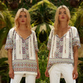 Bluza vaporoasa cu imprimeu national - Sorana ivory 04
