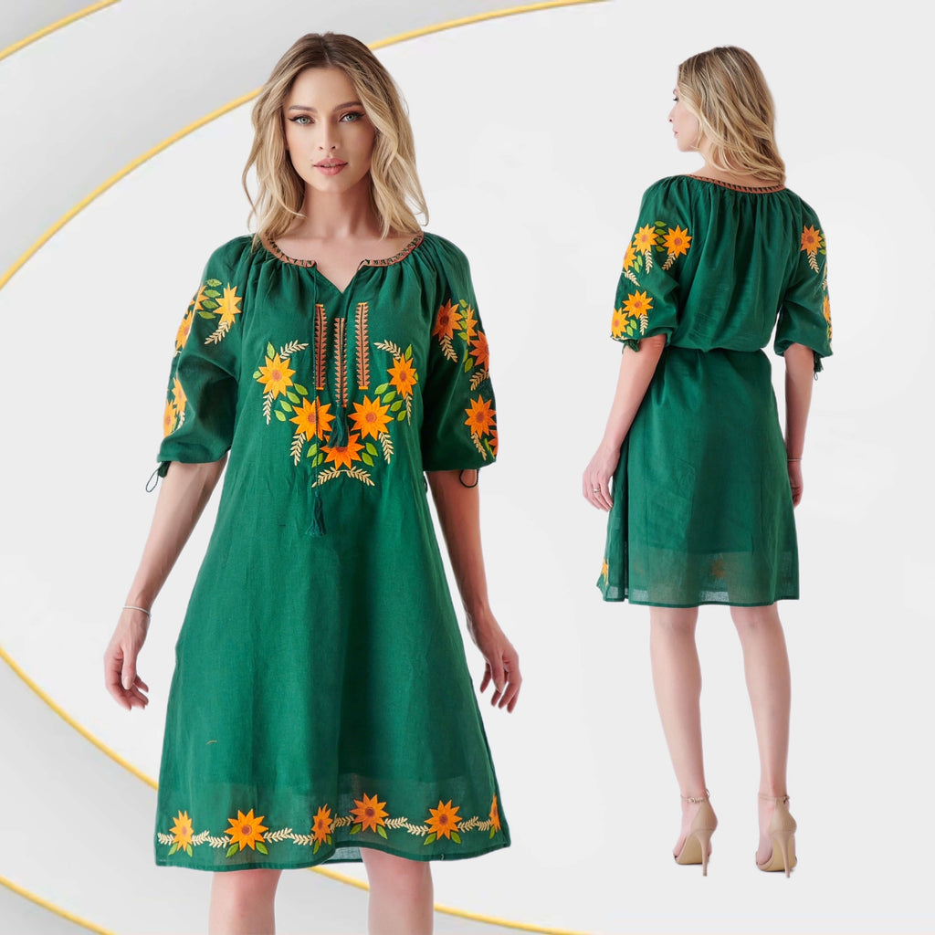 Rochie Traditionala verde - Margareta 03