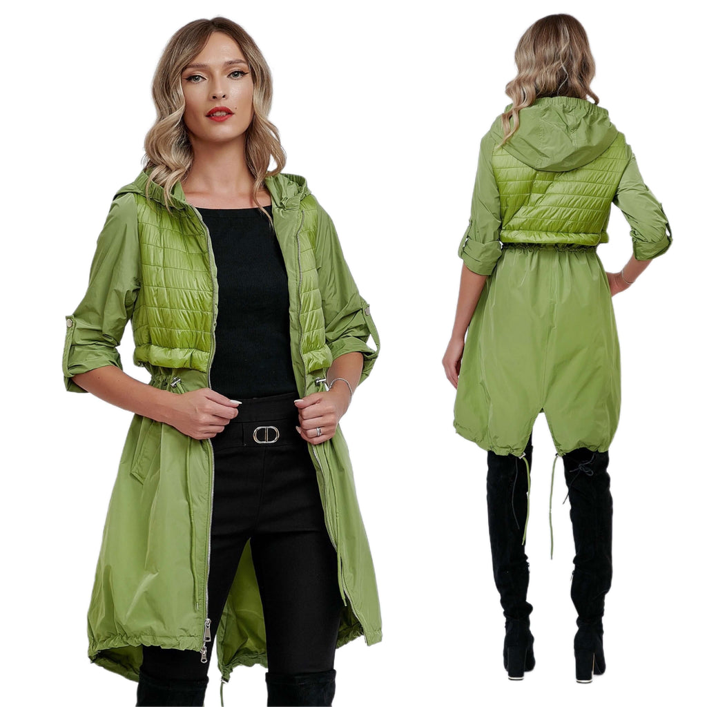 Geaca verde, subtire din fas cu gluga - Alexa 02