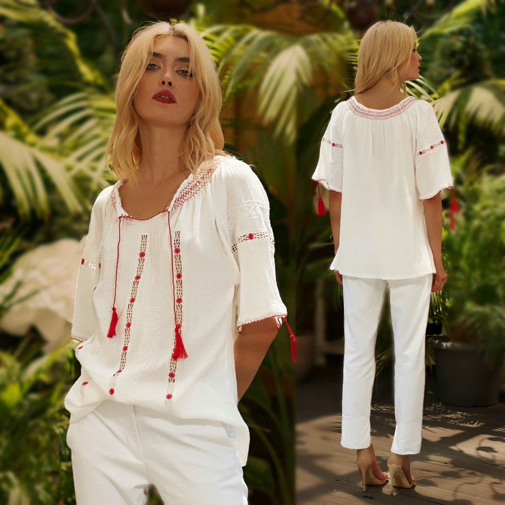 IE Nationala, cu broderie sparta, cusuta cu fir de matase - Ajur Palarioara rosu 07