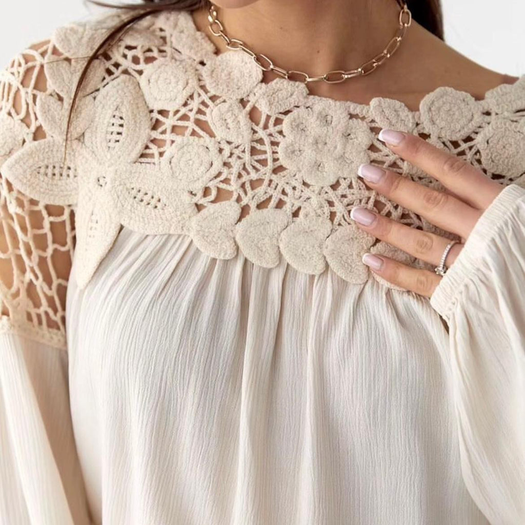 Bluza crem cu dantela crosetata - Ana 02