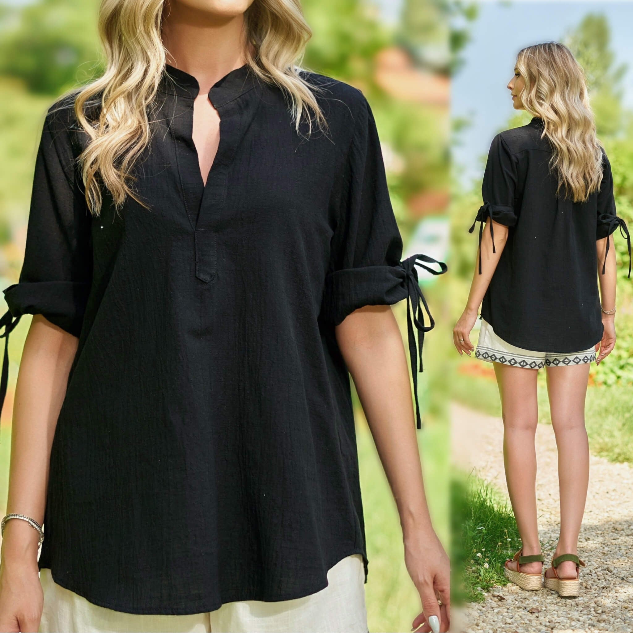 Camasa - tunica neagra din panza topita - Sandra 07