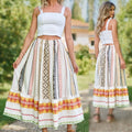 Fusta Nationala crem din panza de in natural cu jacquard traditional - Nicolle