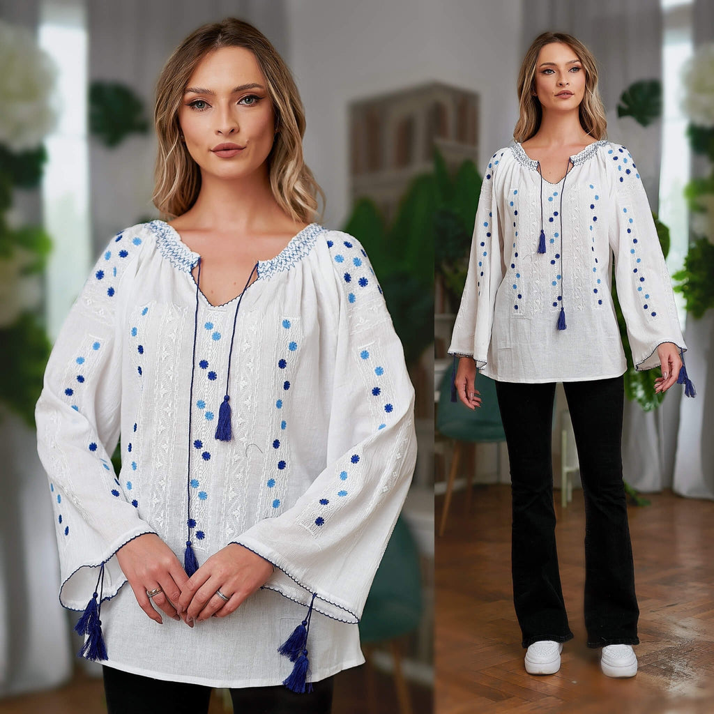 IE Traditionala cu maneca lunga - Ajur Palarioara albastru 08