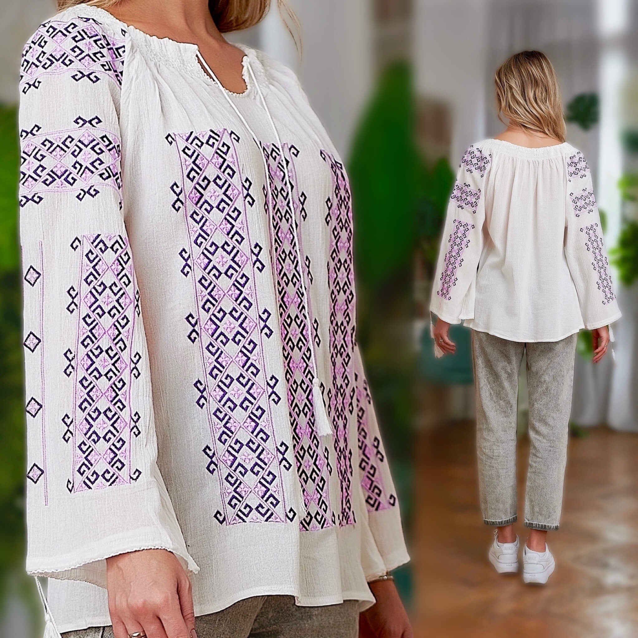 IE Traditionala, alba cu maneca lunga - Adelina mov 01