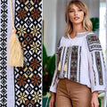 IE Traditionala alba cu broderie geometrica - Laura