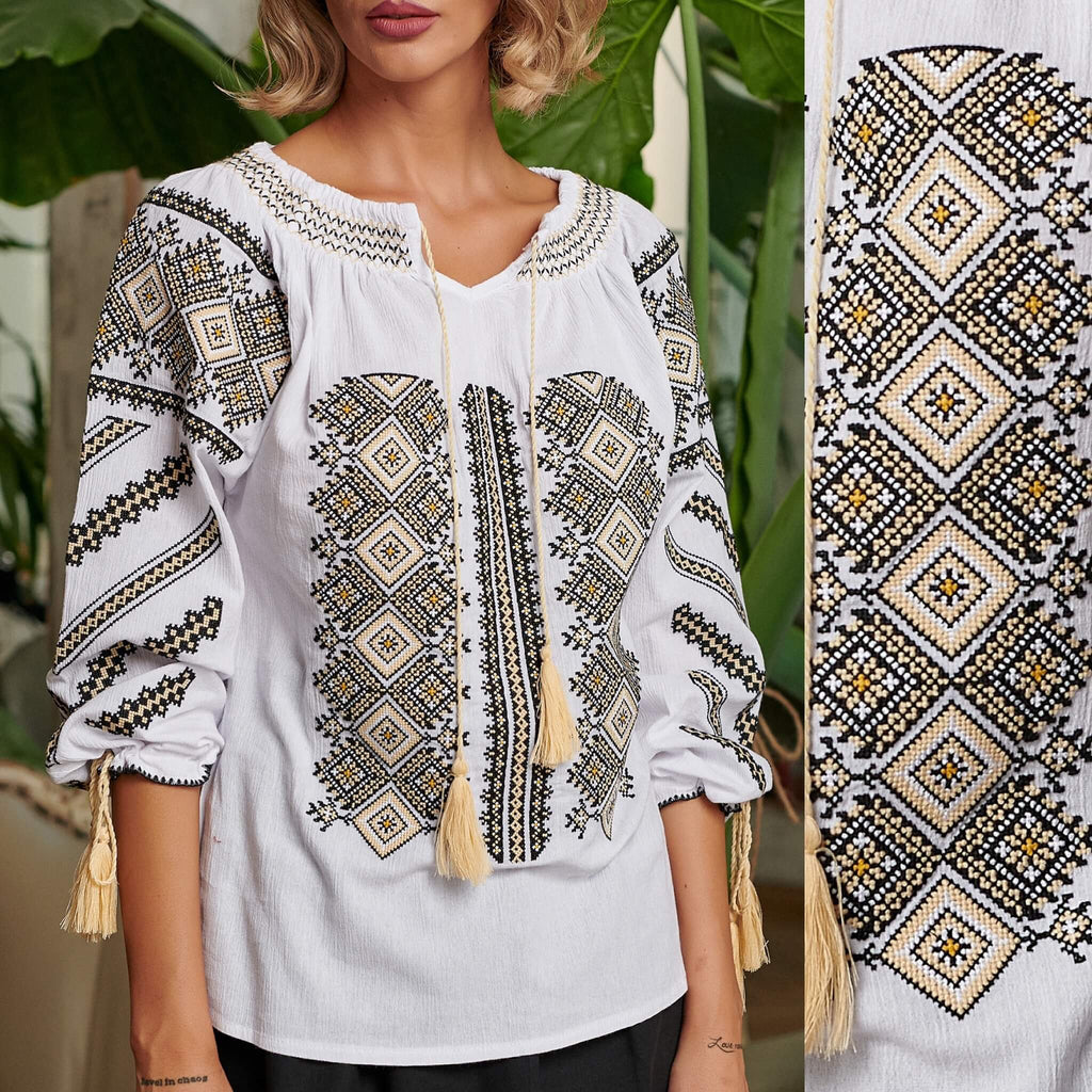 Set traditional compus din ie si fusta - Romb