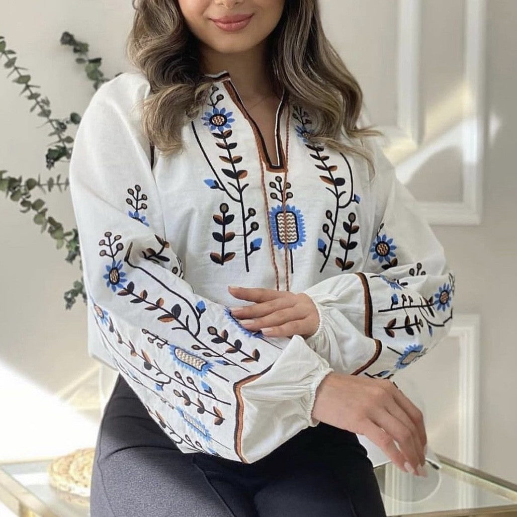 IE Nationala alba brodata cu maneci bufante - Alexa