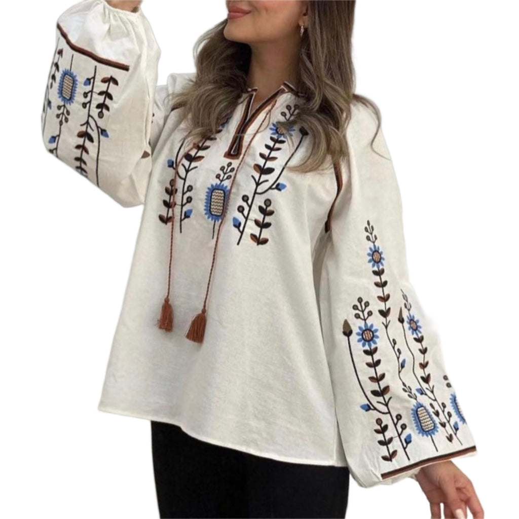 IE Nationala alba brodata cu maneci bufante - Alexa