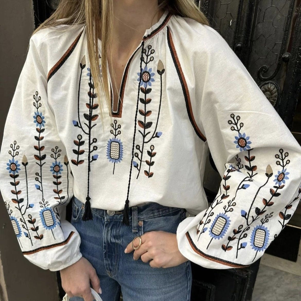 IE Nationala alba brodata cu maneci bufante - Alexa