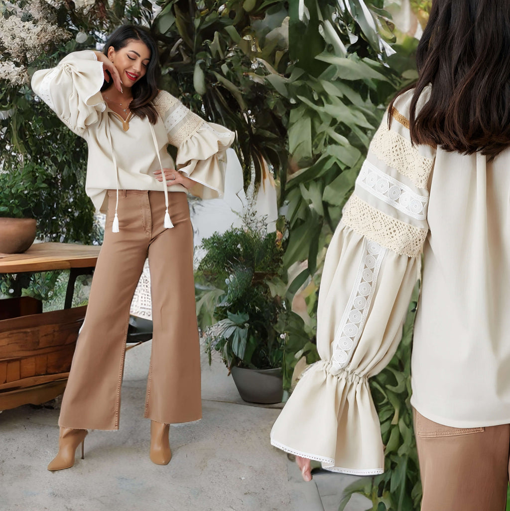 IE Nationala din in crem cu maneci evazate - Elena