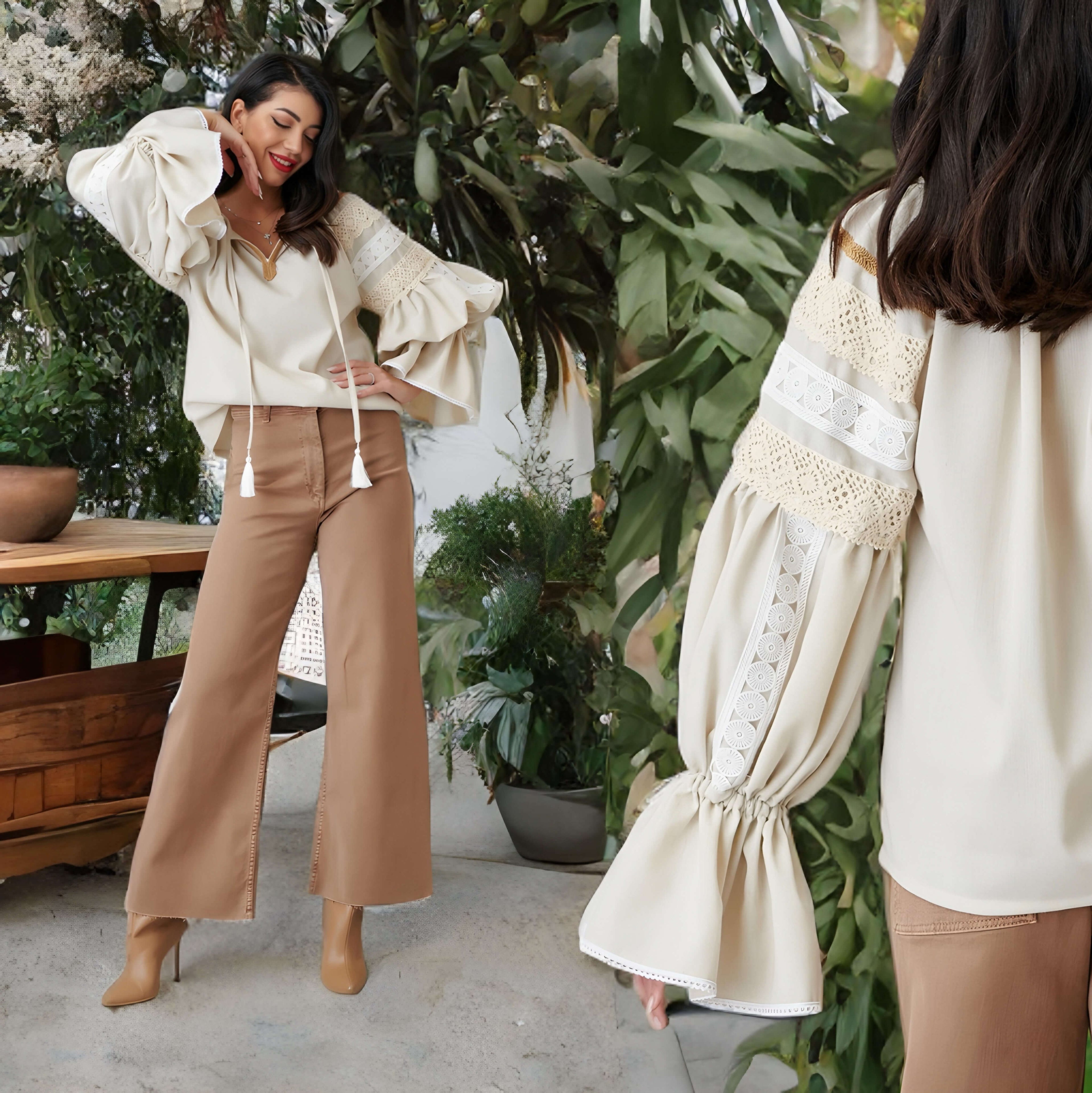 IE Nationala din in crem cu maneci evazate - Elena