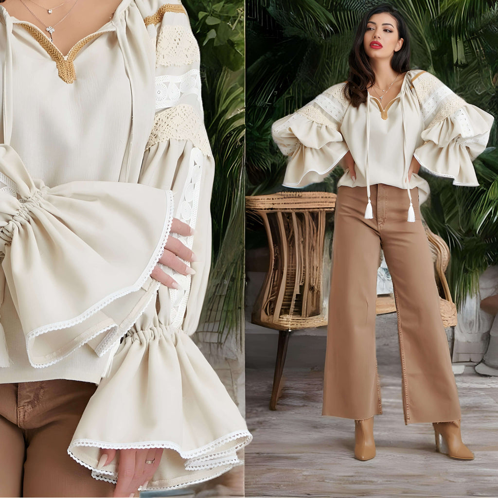 IE Nationala din in crem cu maneci evazate - Elena