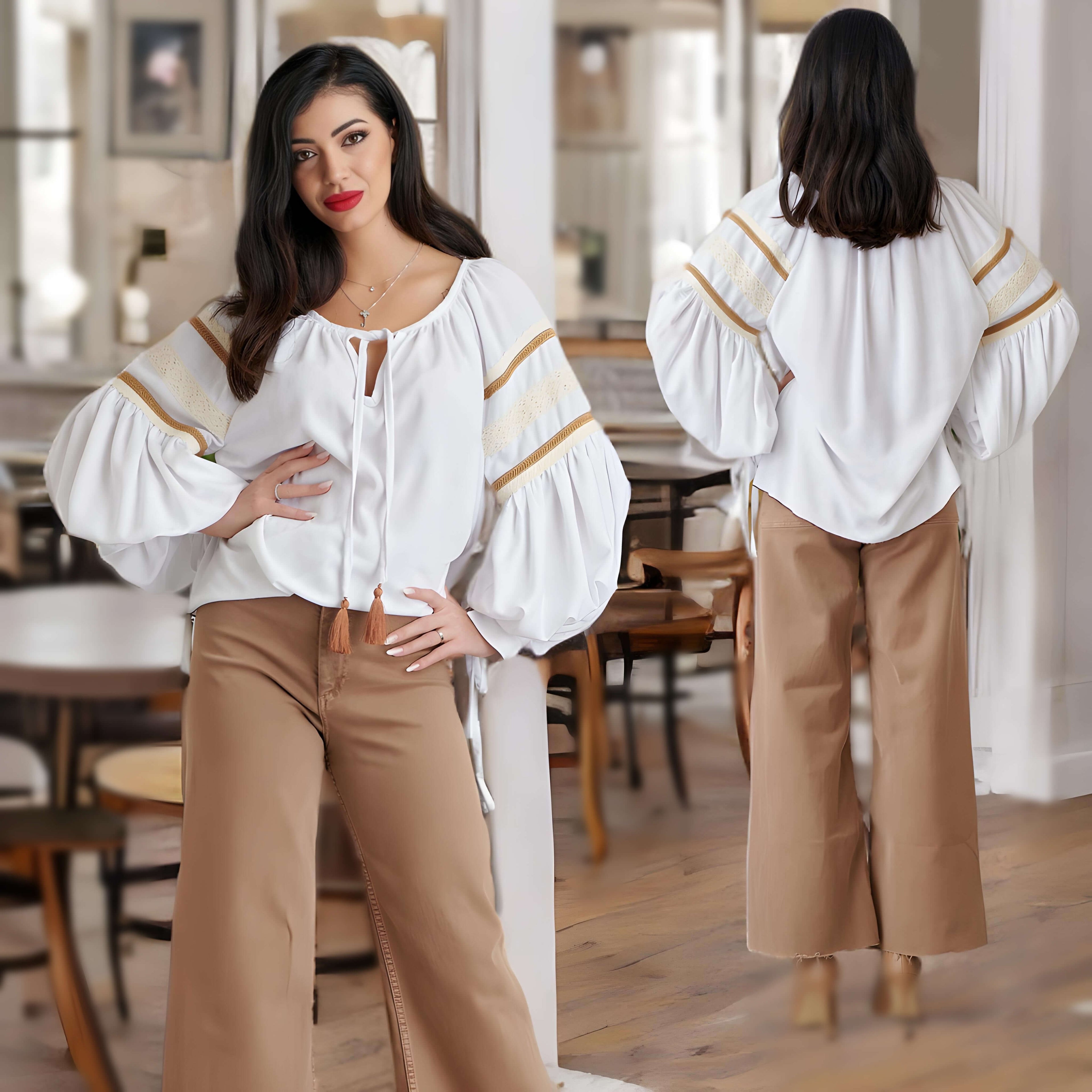 IE Nationala cu croi modern, din in natural alb - Ilinca alba 03