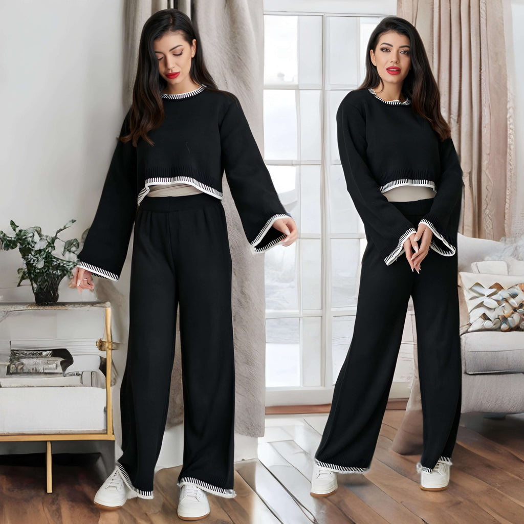 Set Bluza si Pantaloni din tricot - Carla negru 01