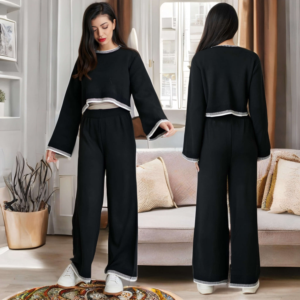 Set Bluza si Pantaloni din tricot - Carla negru 01