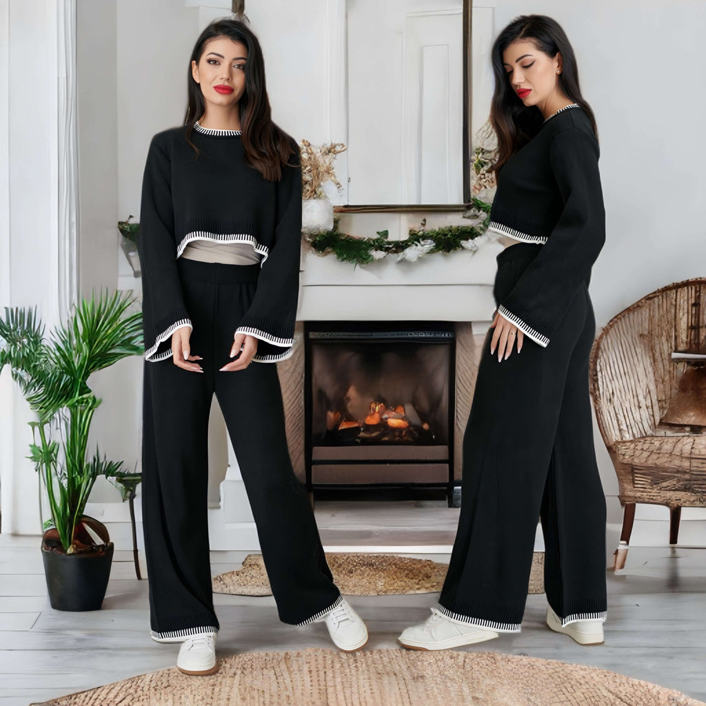 Set Bluza si Pantaloni din tricot - Carla negru 01