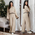 Set Bluza si Pantaloni din tricot - Carla crem 02