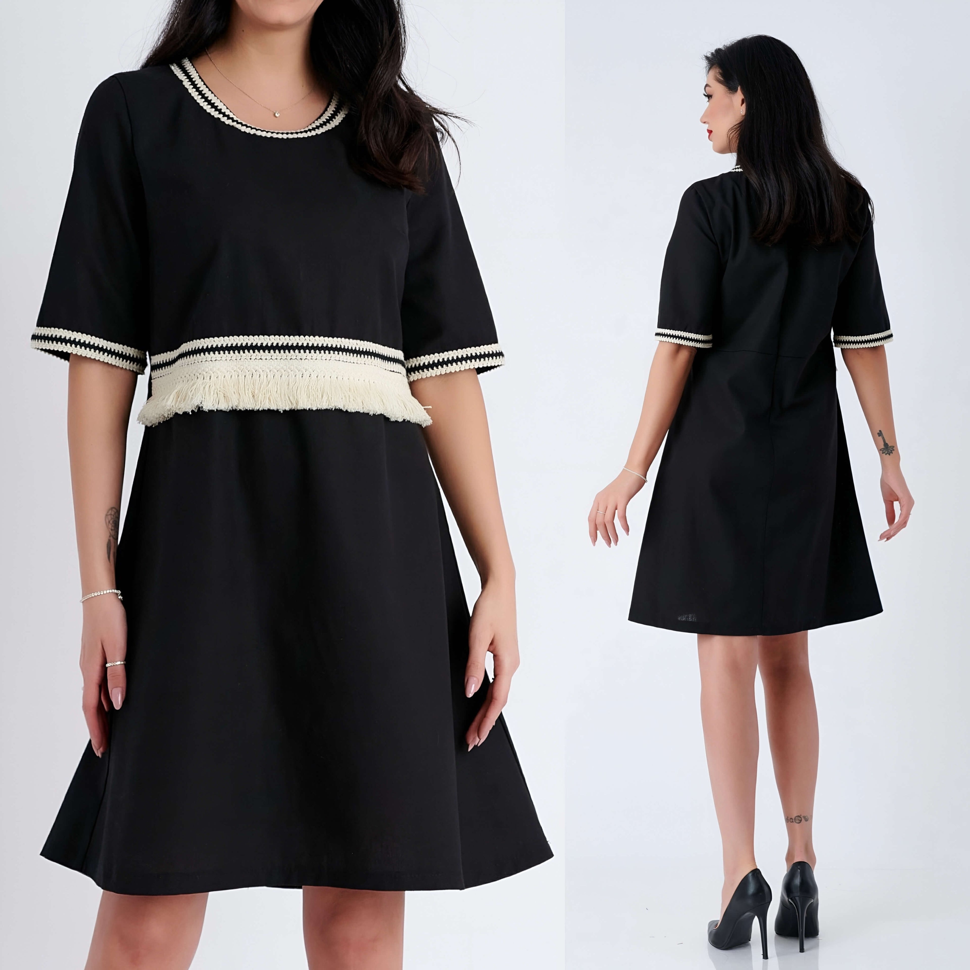Rochie Nationala, neagra din in natural - Irina