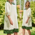 Rochie crem din in si dantela brodata - Valentina