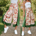 Pantaloni din Matase Naturala cu imprimeu grena - Elena kaki 02