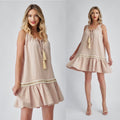 Rochie crem din panza topita cu volan - Carla
