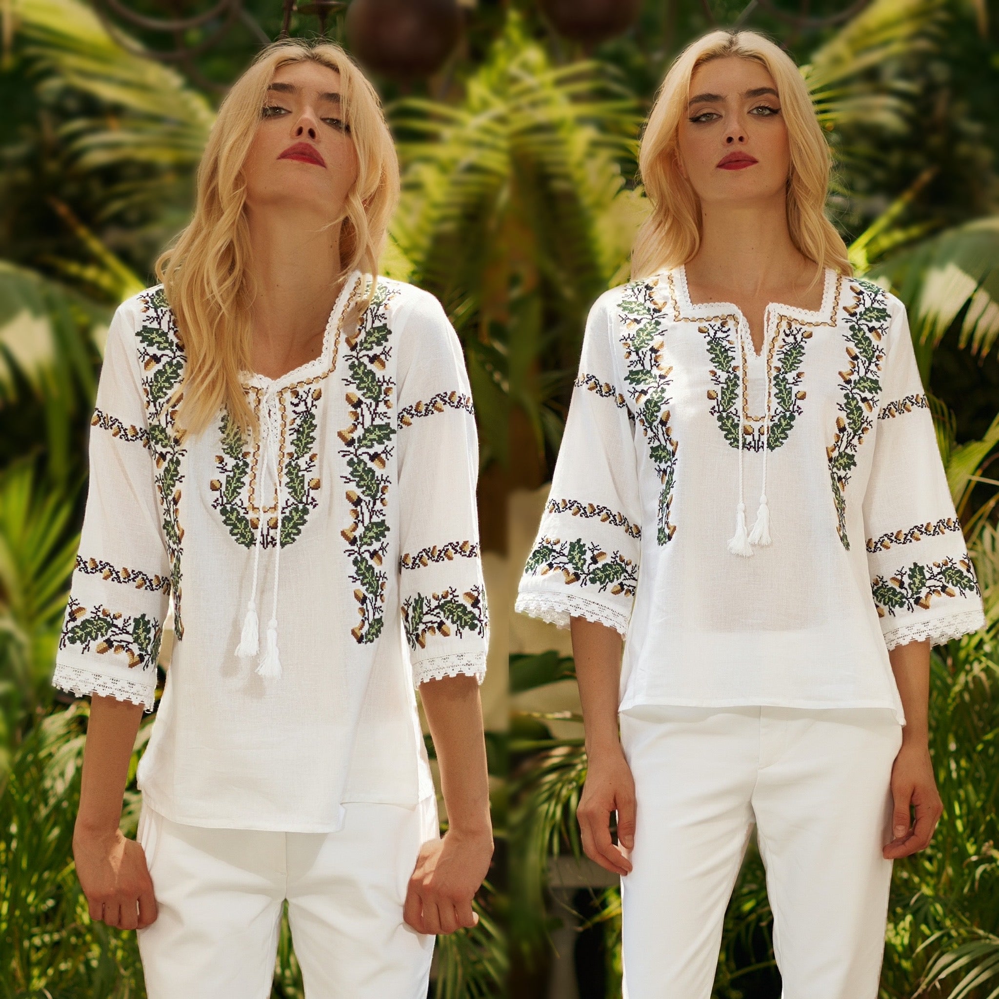 IE Traditionala alba, brodata si accesorizata cu dantela - Mara 04