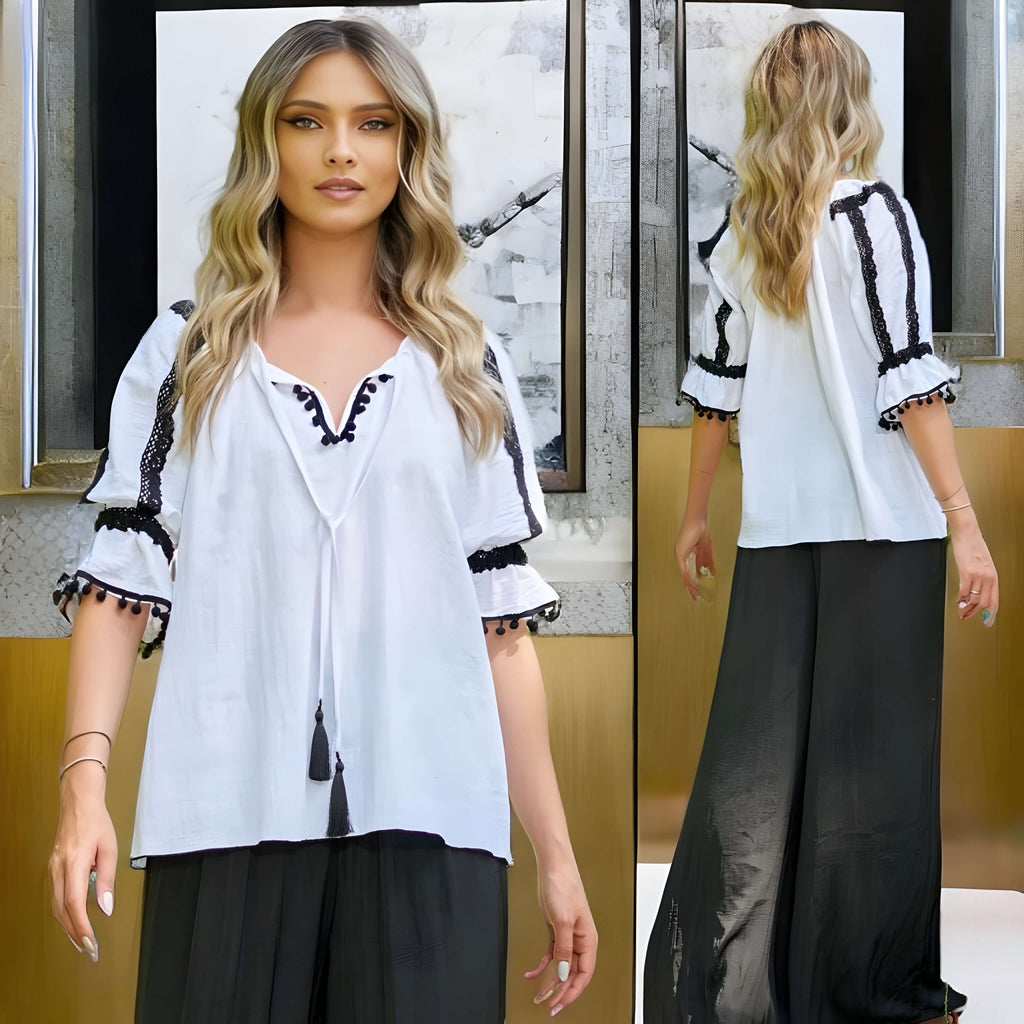 IE Nationala alba, din panza topita cu dantela crosetata - Sabina