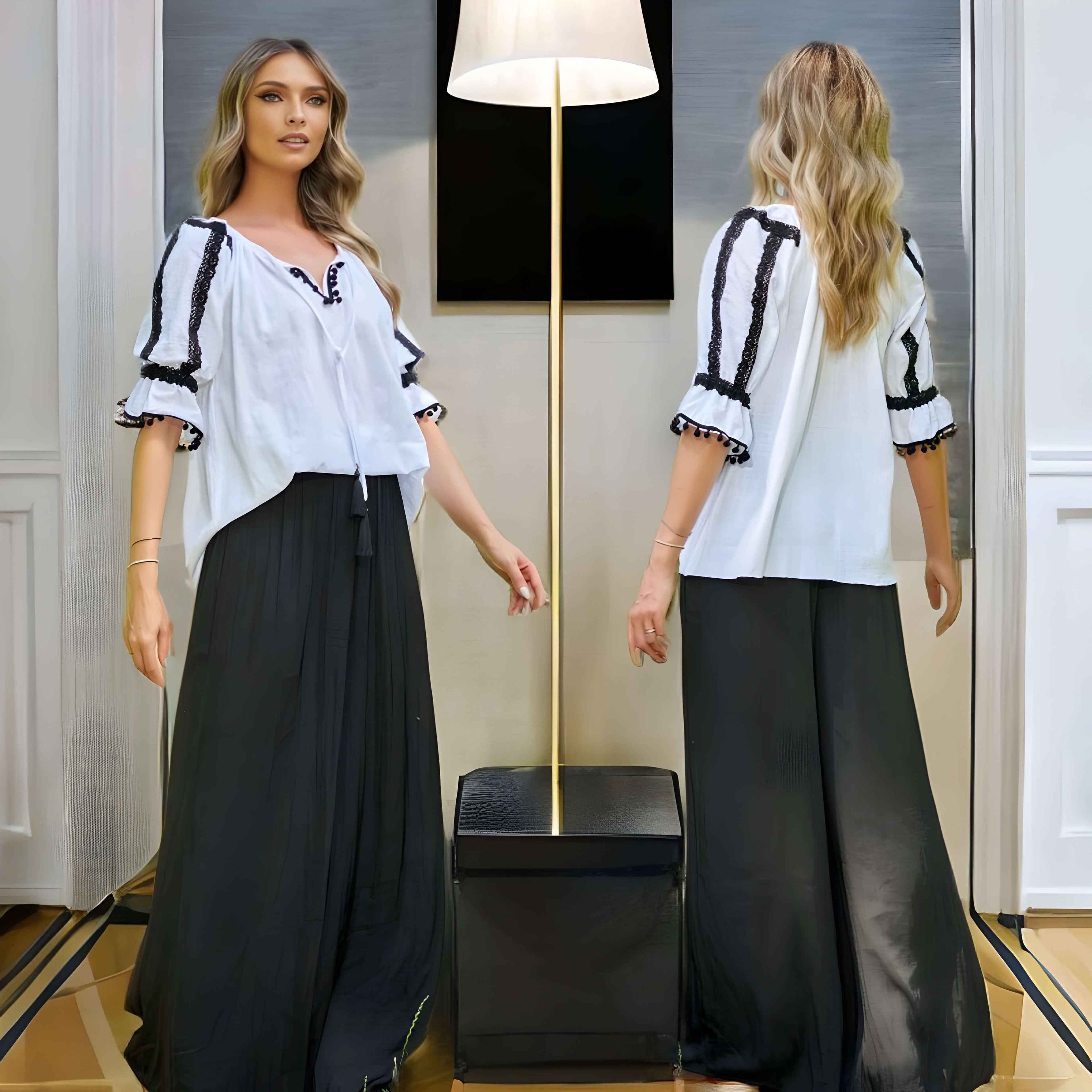 IE Nationala alba, din panza topita cu dantela crosetata - Sabina