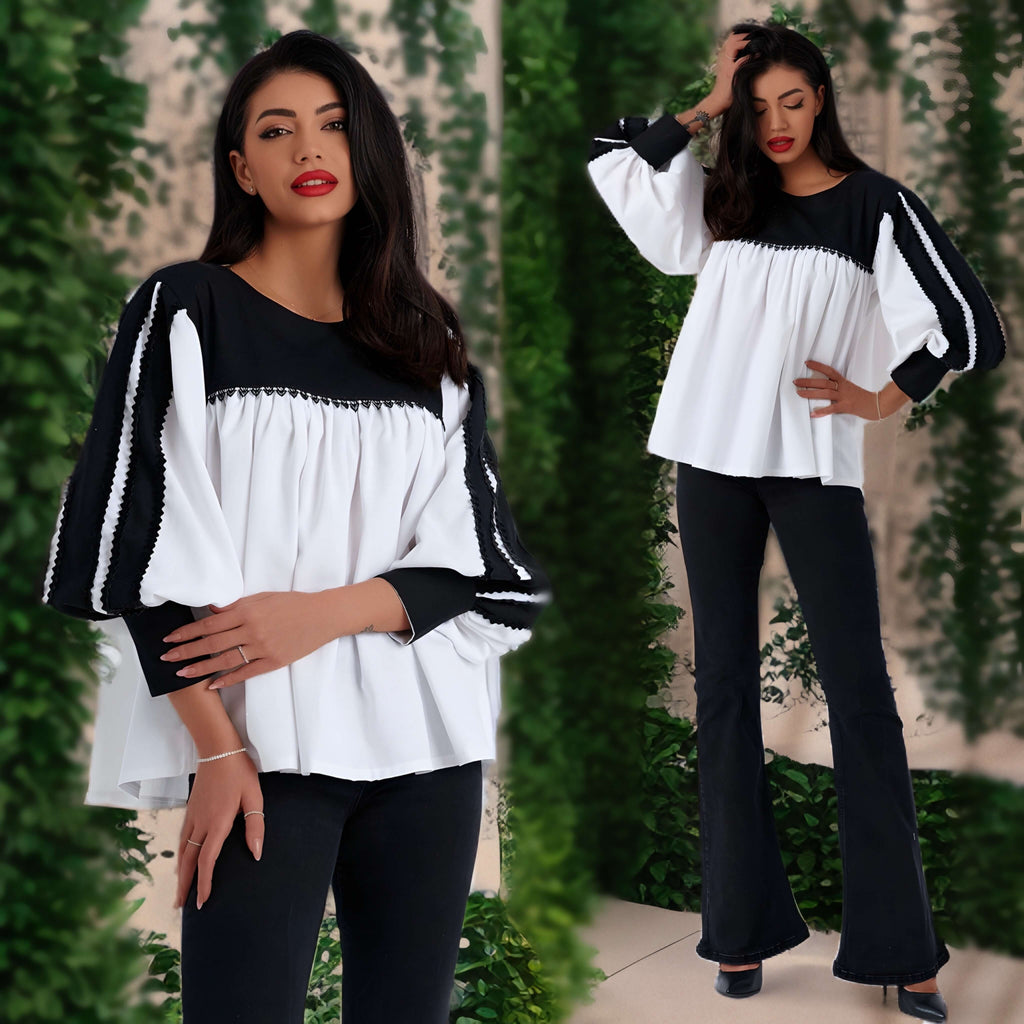 IE Nationala, din panza de in cu dantela neagra - Adina