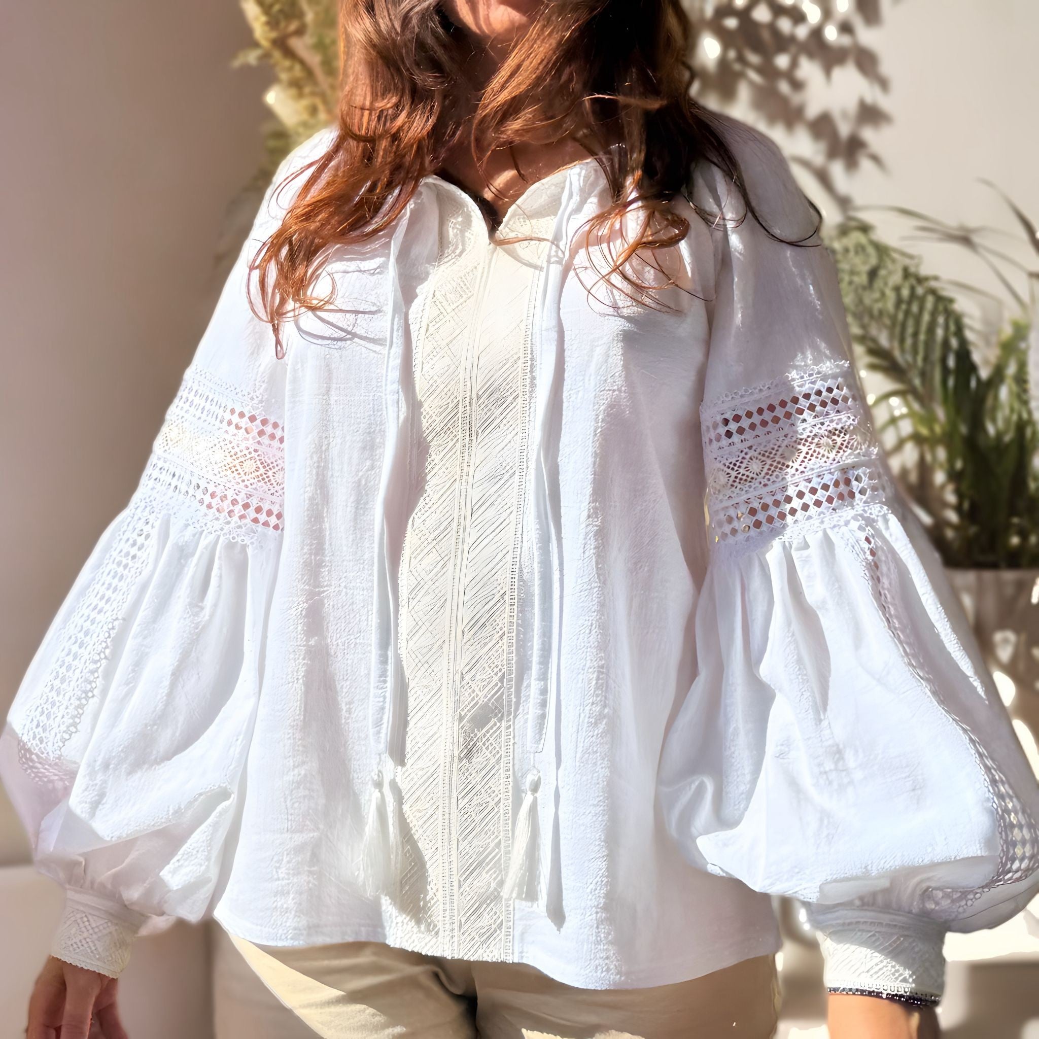 IE Nationala alba din panza de bumbac cu dantela - Alma 02