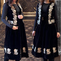 Set Vesta si Fusta, brodat din catifea neagra - Nadia 01