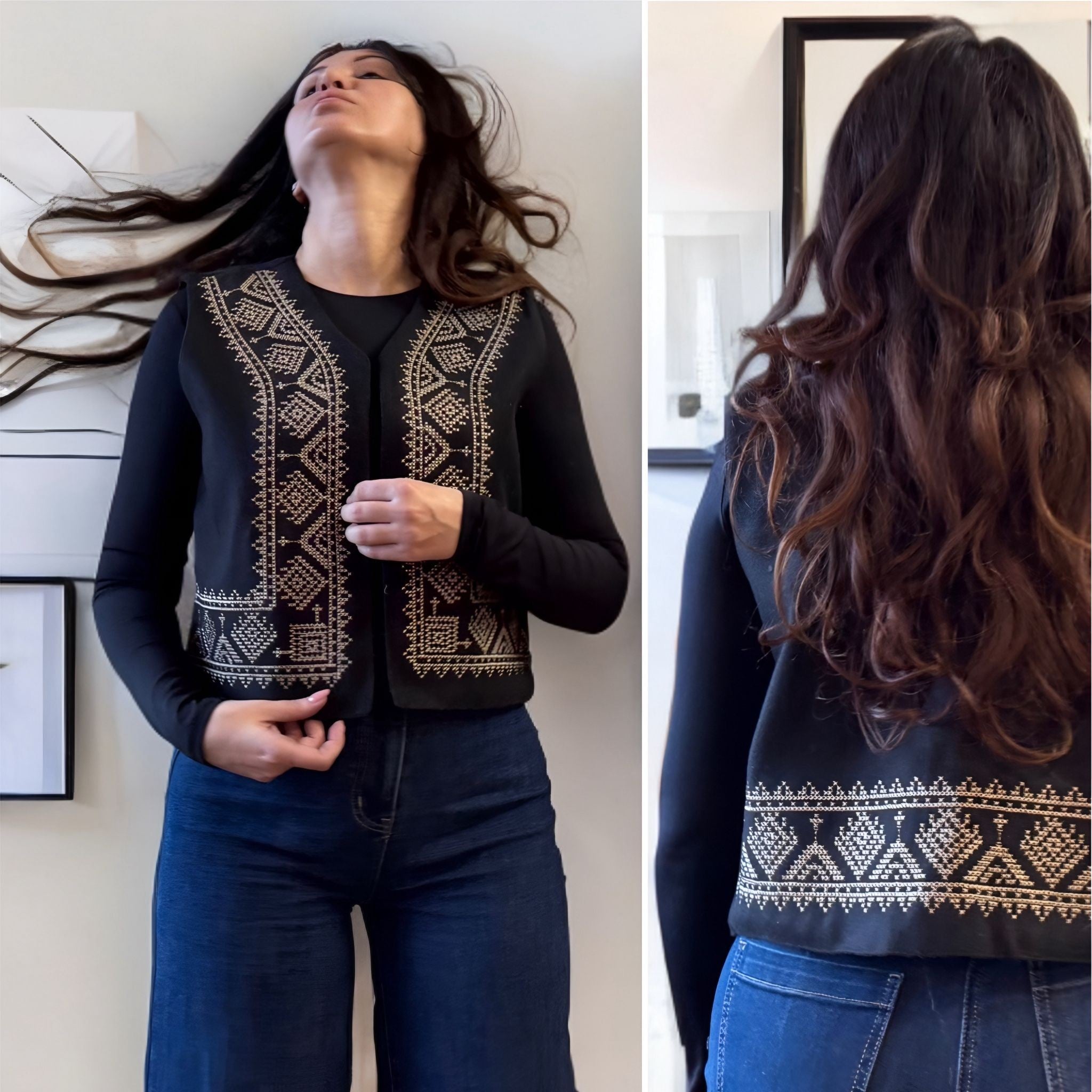 Vesta Nationala din stofa cu broderie - Ema