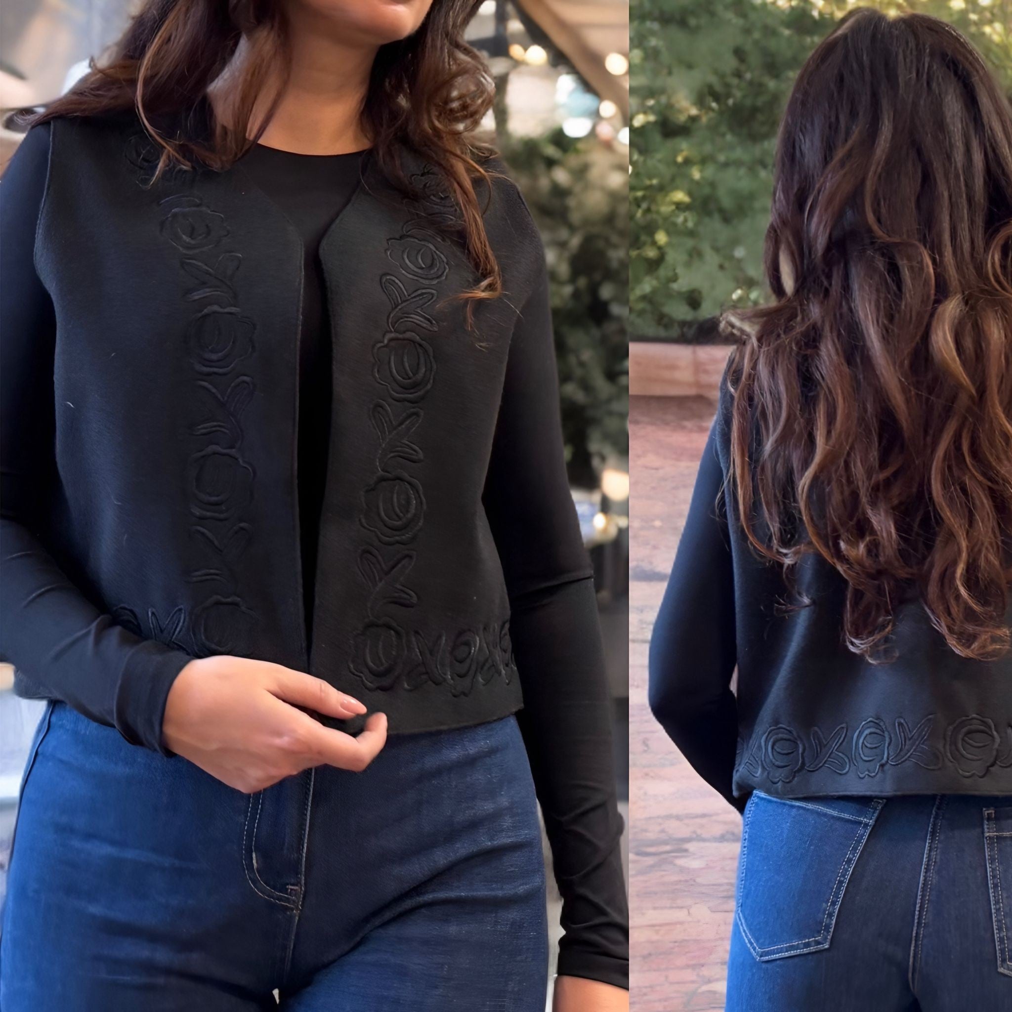 Vesta Nationala din stofa cu broderie neagra - Alina