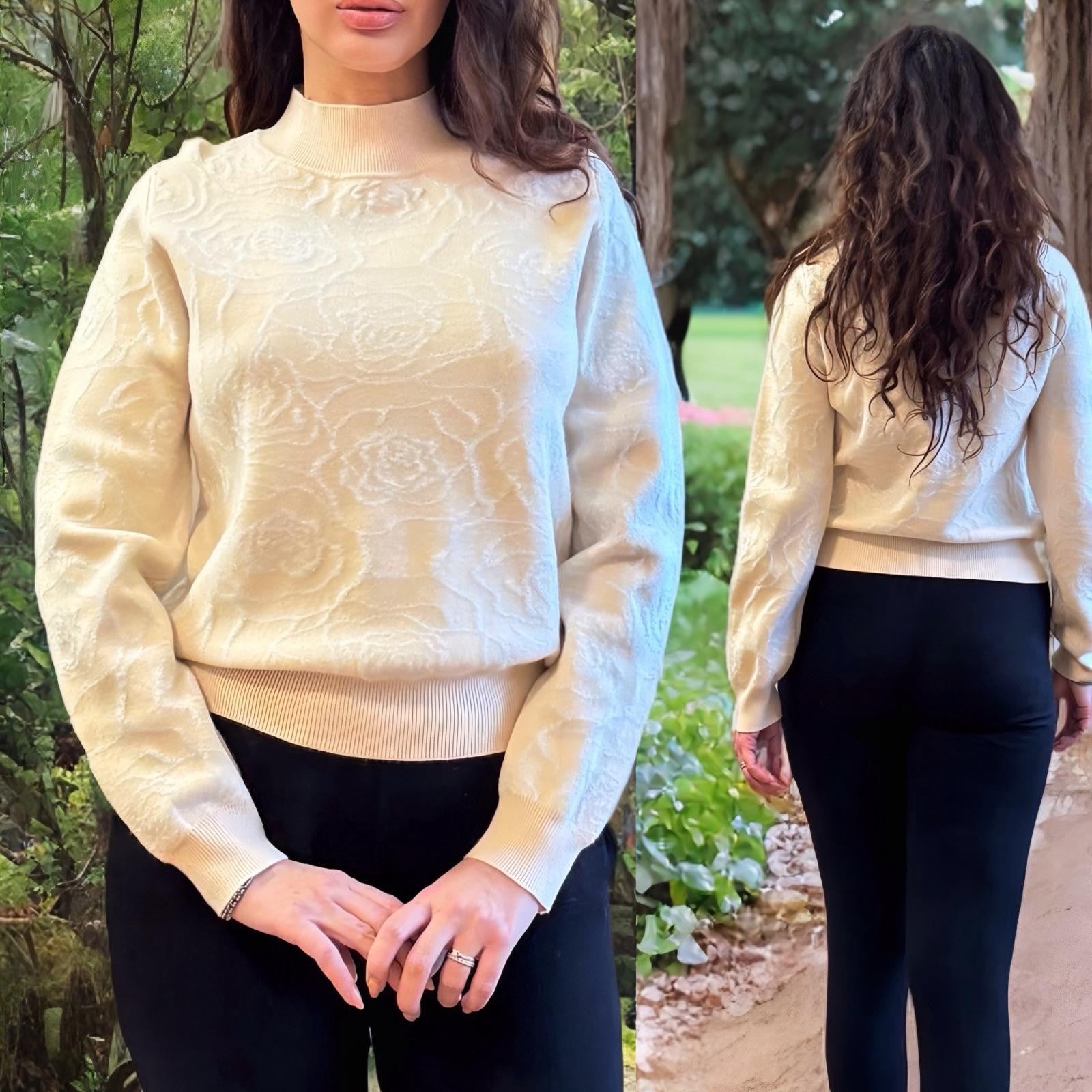 Pulover crem din tricot - Andreea 02