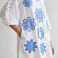 Rochie scurta cu broderie florala - Clara alb