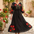 Rochie lunga tip ie traditionala - Magda negru