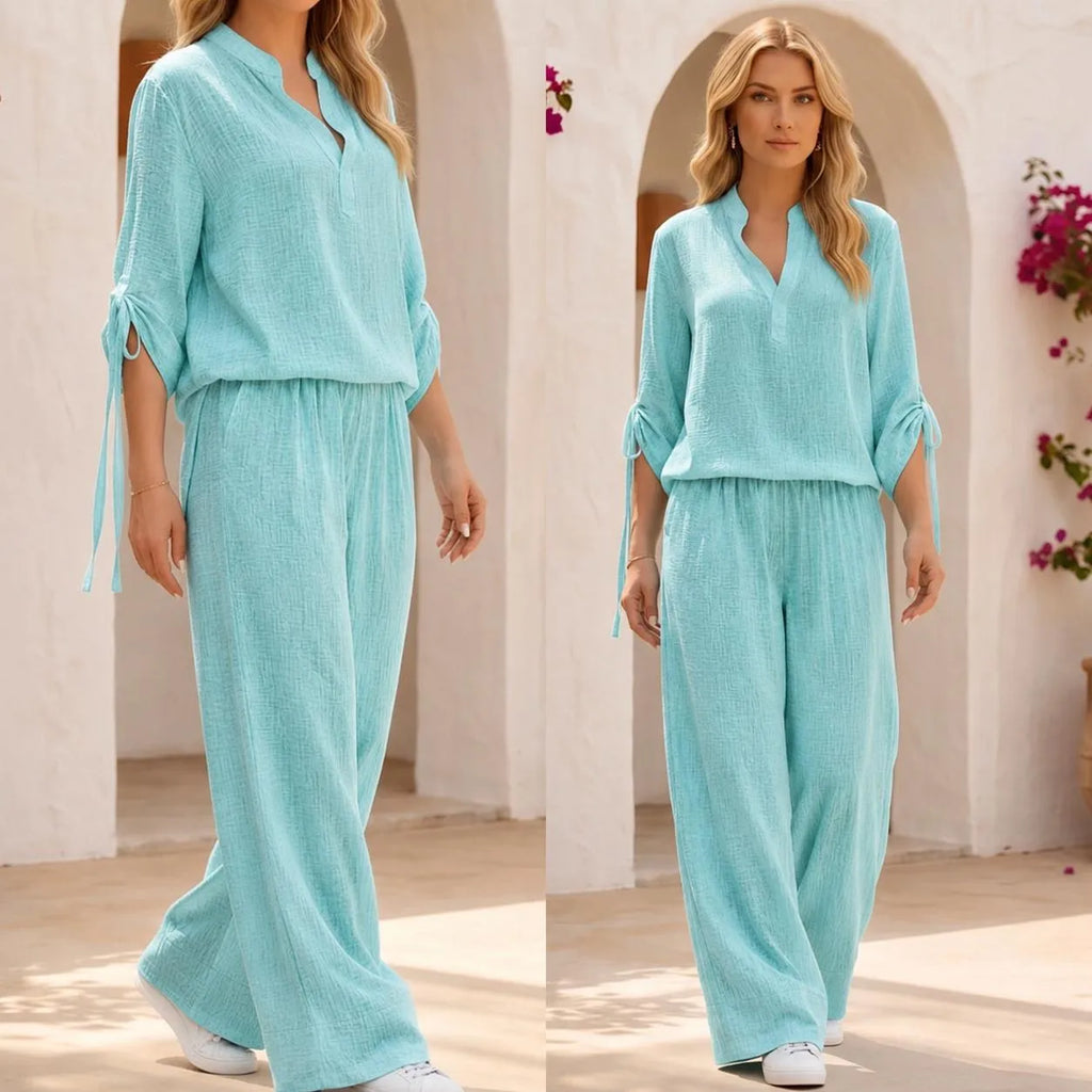 Set Bluza si Pantaloni din panza de bumbac - Sandra 04