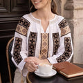 IE Traditionala alba cu broderie geometrica - Ramona