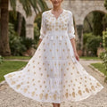 Rochie lunga tip ie traditionala - Ioana alb