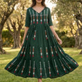 Rochie lunga tip ie traditionala - Valentina verde 01