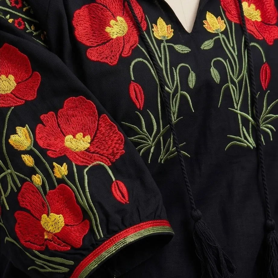 Rochie lunga tip ie traditionala - Magda negru