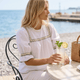 Bluza alba tip ie traditionala din panza topita - Mara