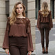 Bluza maro cu dantela crosetata - Ana 04
