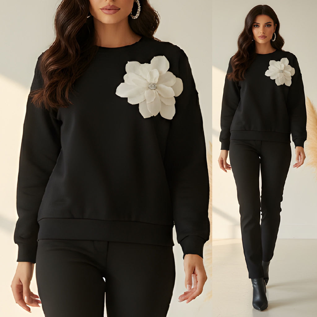 Bluza din tricot cu Aplicatie Florala 3D - Oana