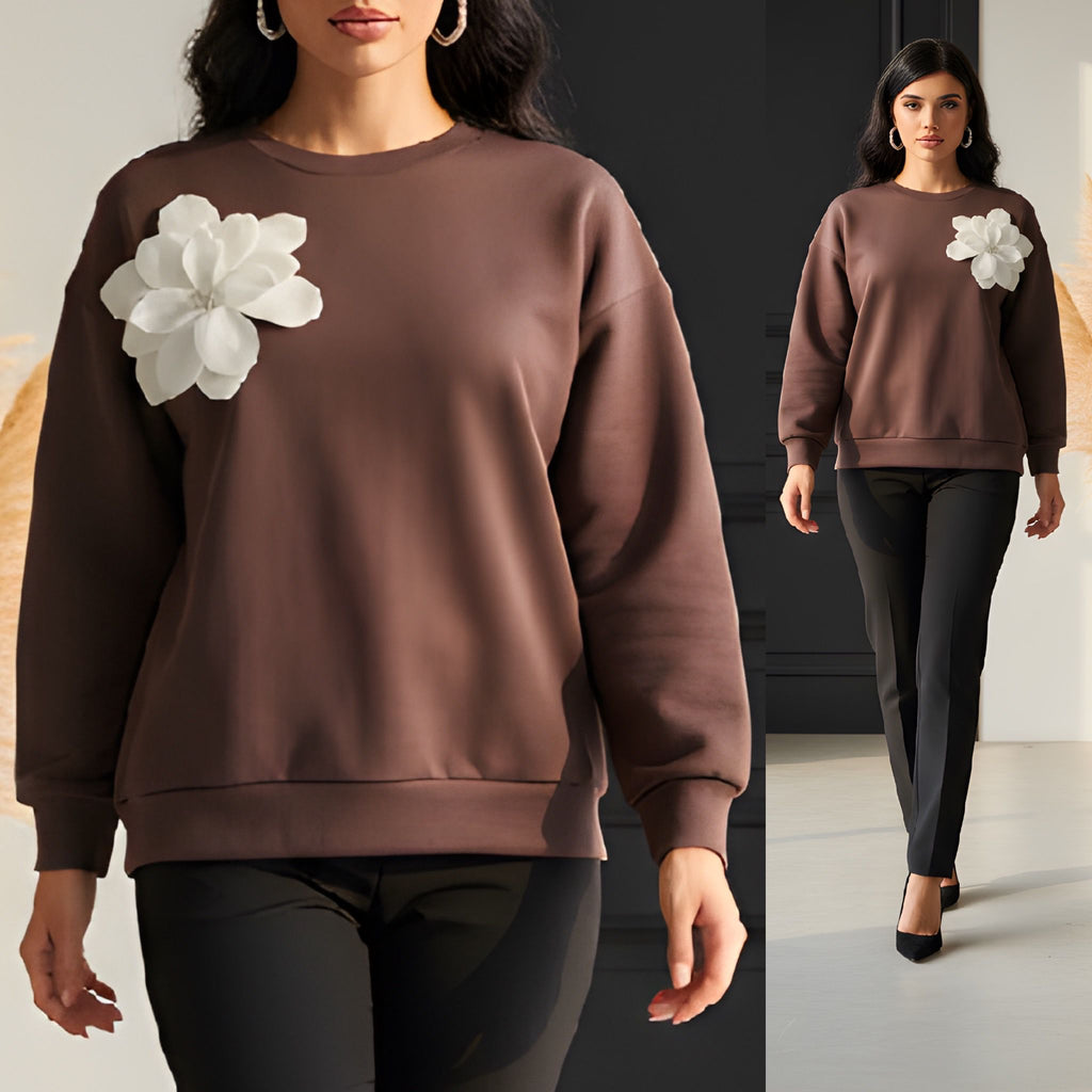 Bluza din tricot cu Aplicatie Florala 3D - Oana