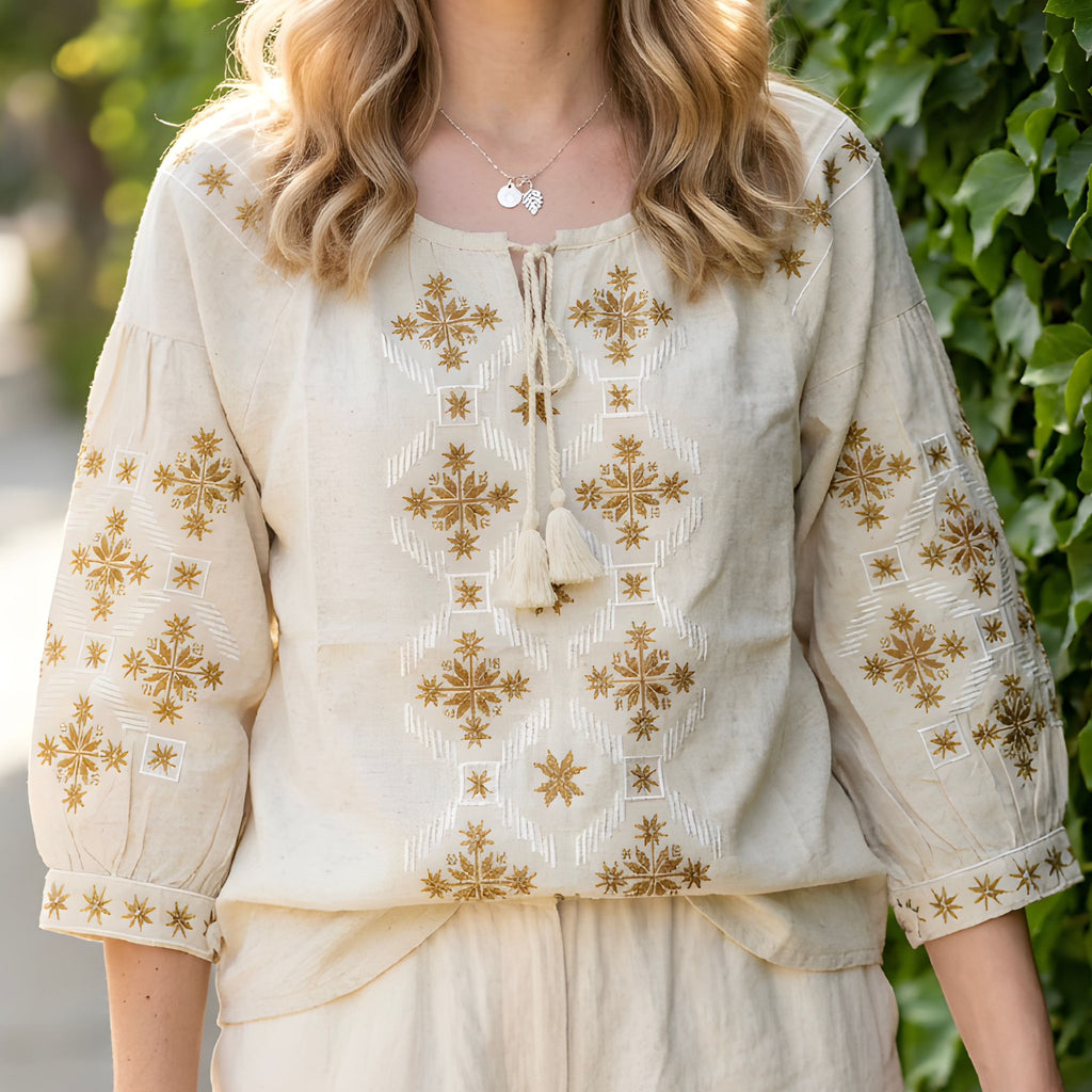 Bluza tip IE Traditionala din in natural - Sandra