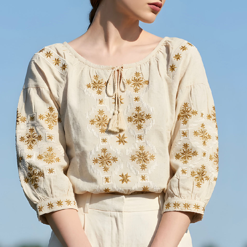 Bluza tip IE Traditionala din in natural - Sandra