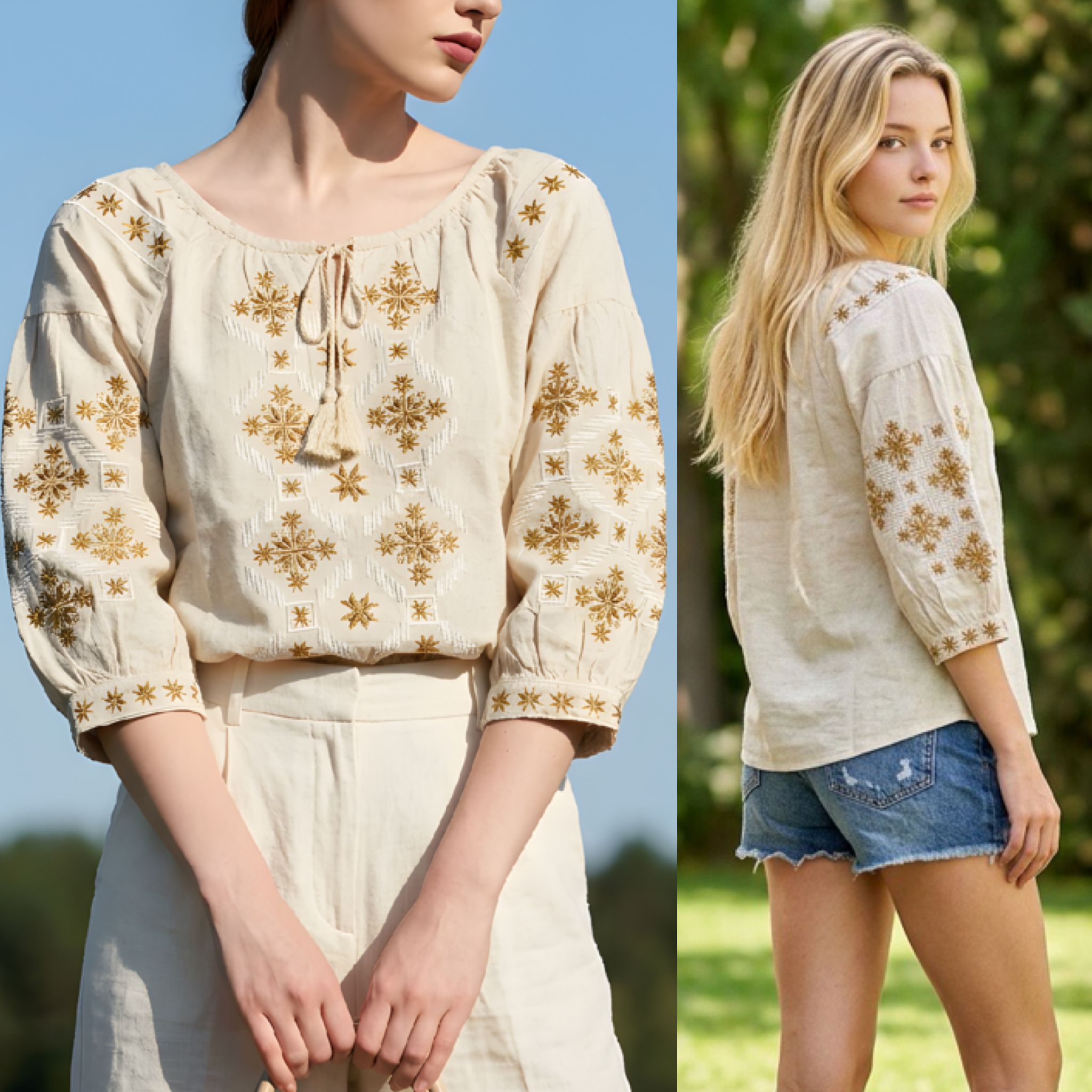 Bluza tip IE Traditionala din in natural - Sandra