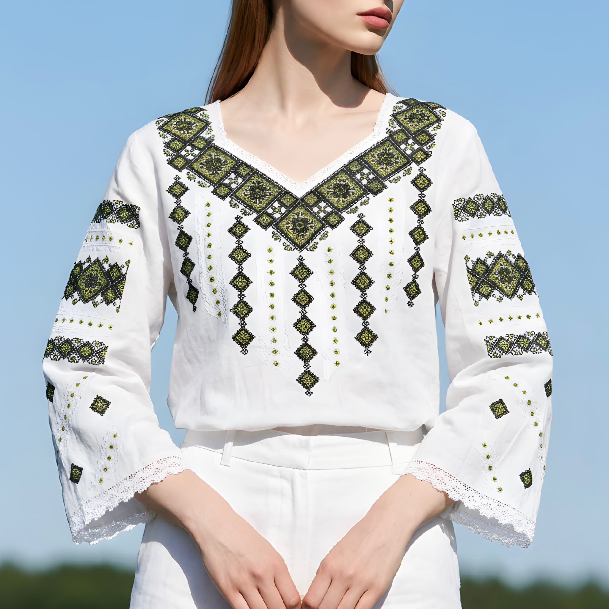 IE Traditionala alba - Romb verde